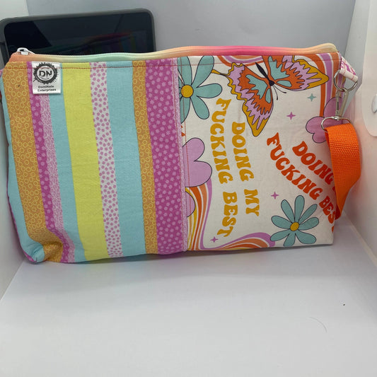 Handmade shoulder bag crossbody colourful sweary “doing my fucken best”